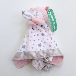 Little Mimos Pink Kitty Lovey Plush Security Blanket Satin Trim
